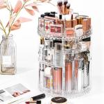 360° Rotating Crystal Makeup Organizer | Adjustable Cosmetic Display Stand Box, Makeup Storage For Vanity Bedroom & Bathroom